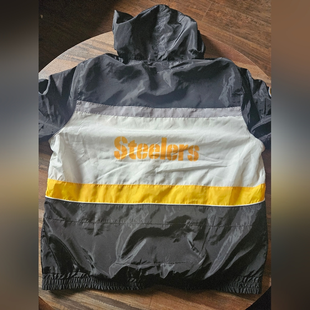 The Wild Collective Pittsburgh Steelers Color Block Oversized Windbreaker Sz Lg - Picture 6 of 6